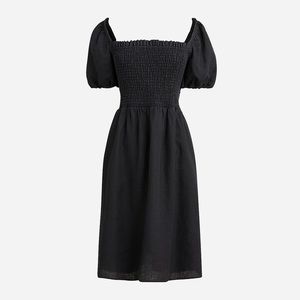 J crew Puff-sleeve smocked linen mini dress